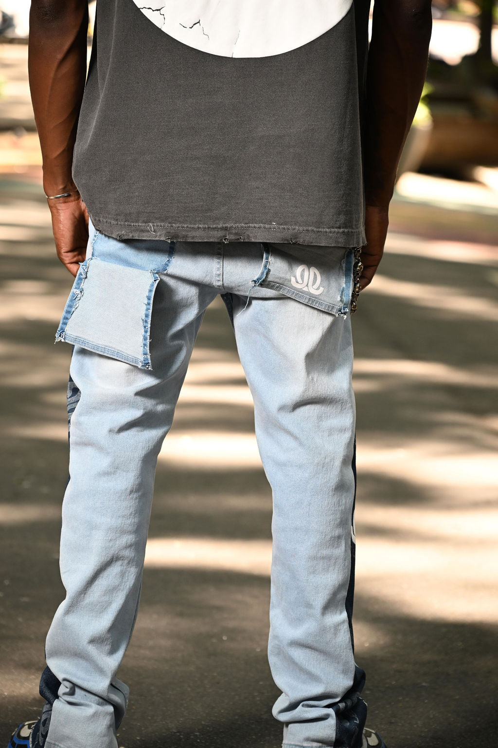 Semi-Flooded Color Block Denim